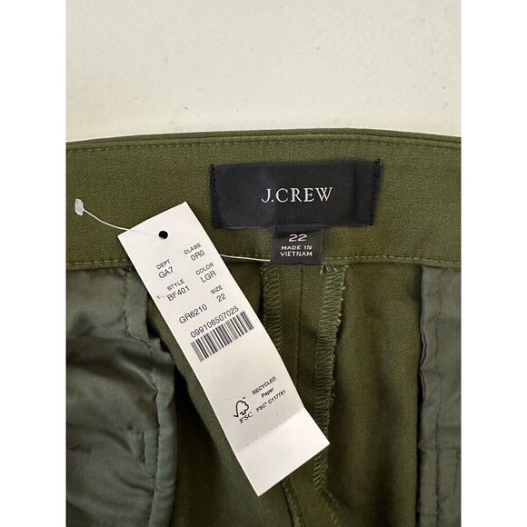 J.Crew Kate Straight Leg Bi-Stretch Cotton Trousers Laurel Green Women's 22 NEW - Picture 6 of 8